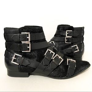 ASH Blast Genuine Calf Hair Buckle Strap Bootie